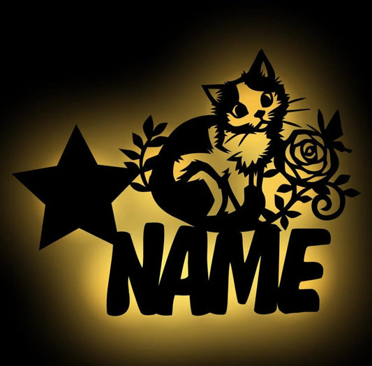 Personalisierbare Lampe Baby Katze