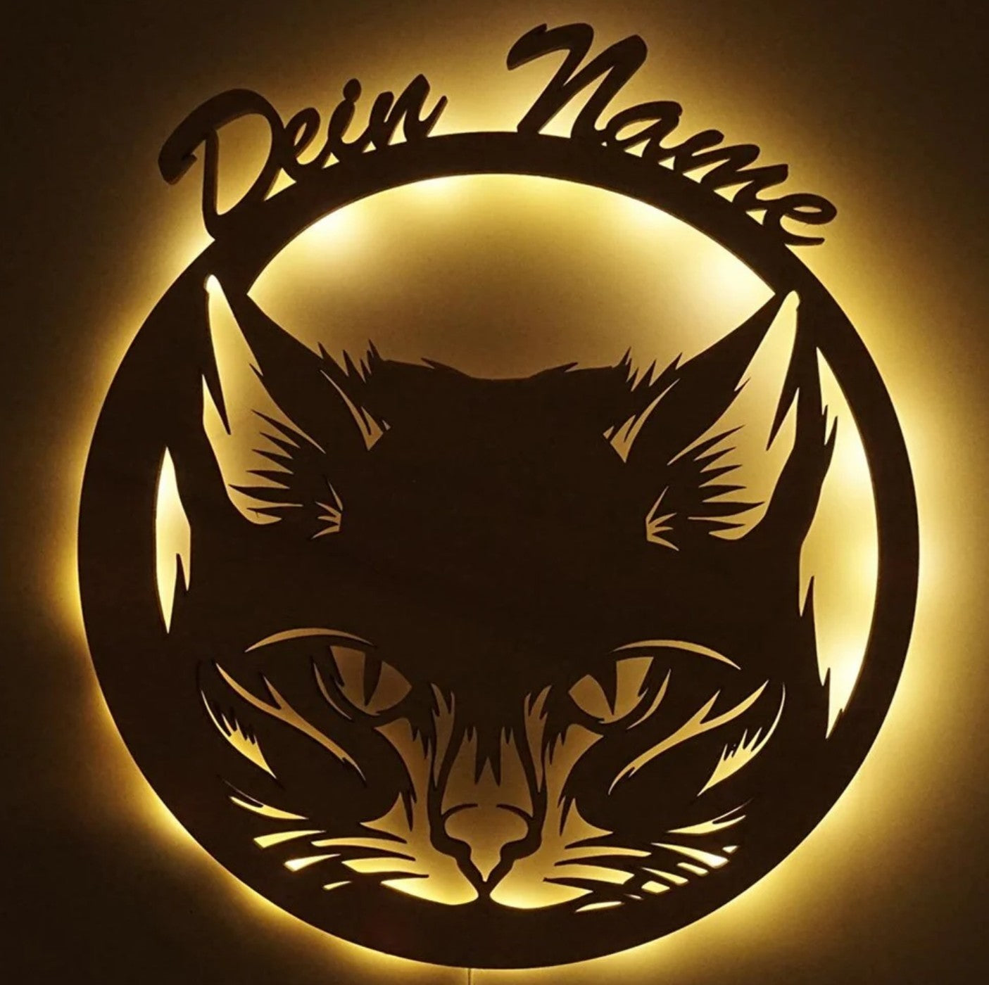 Personalisierbare Lampe Katze in Kreis