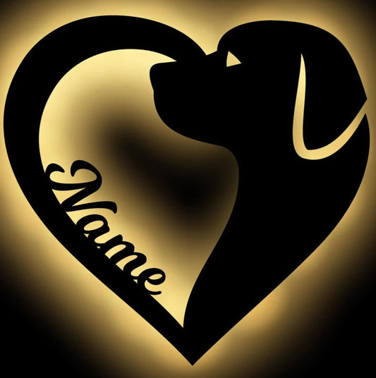 Personalisierbare Lampe Hund in Herz