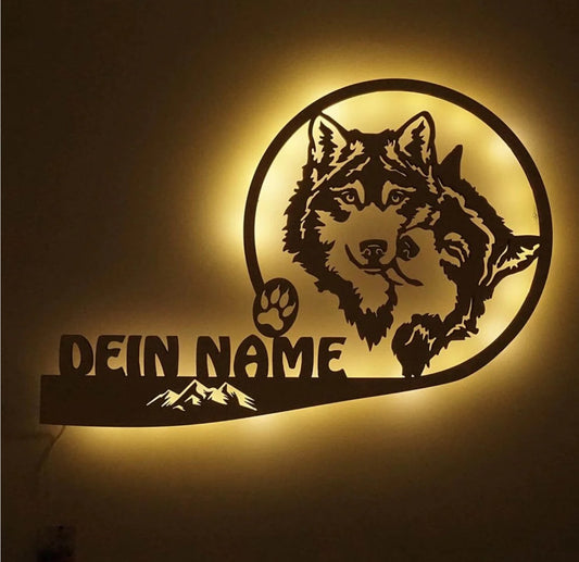 Personalisierbare Lampe liebende Wölfe