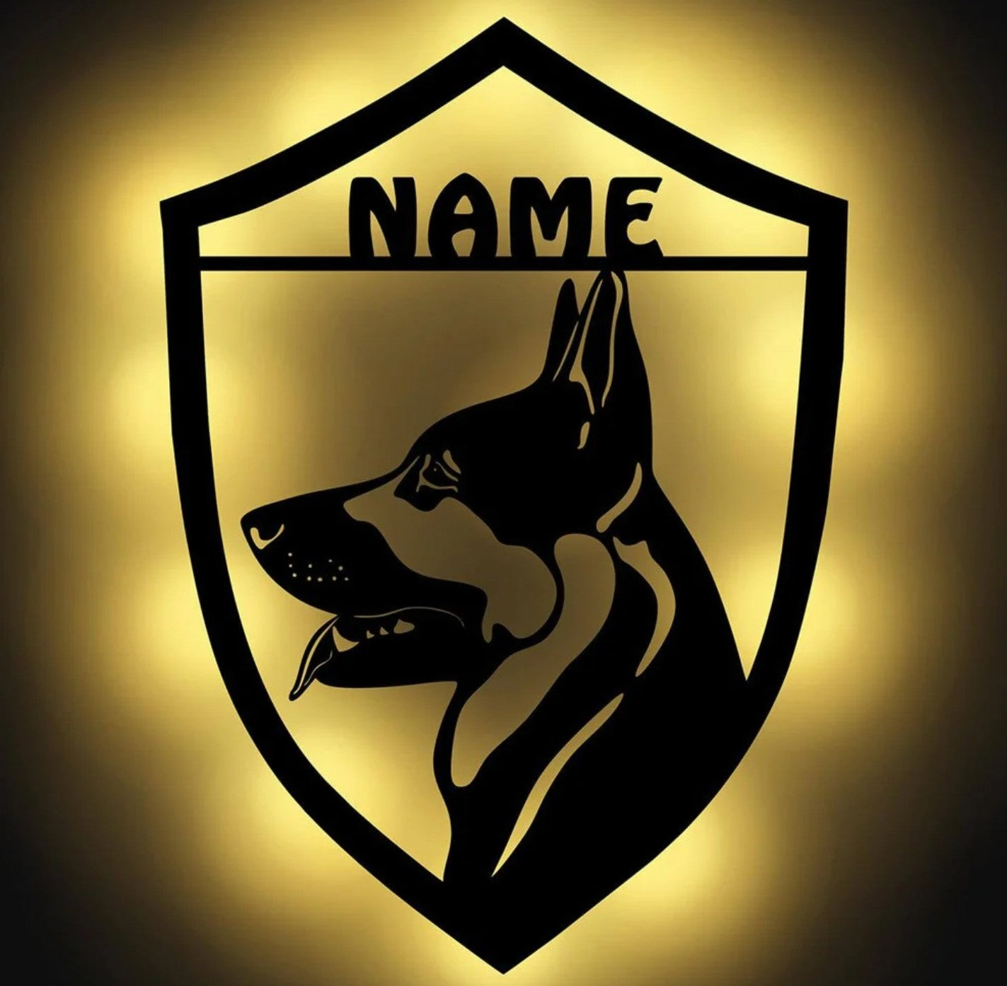 Personalisierbare Lampe Hund in Rahmen