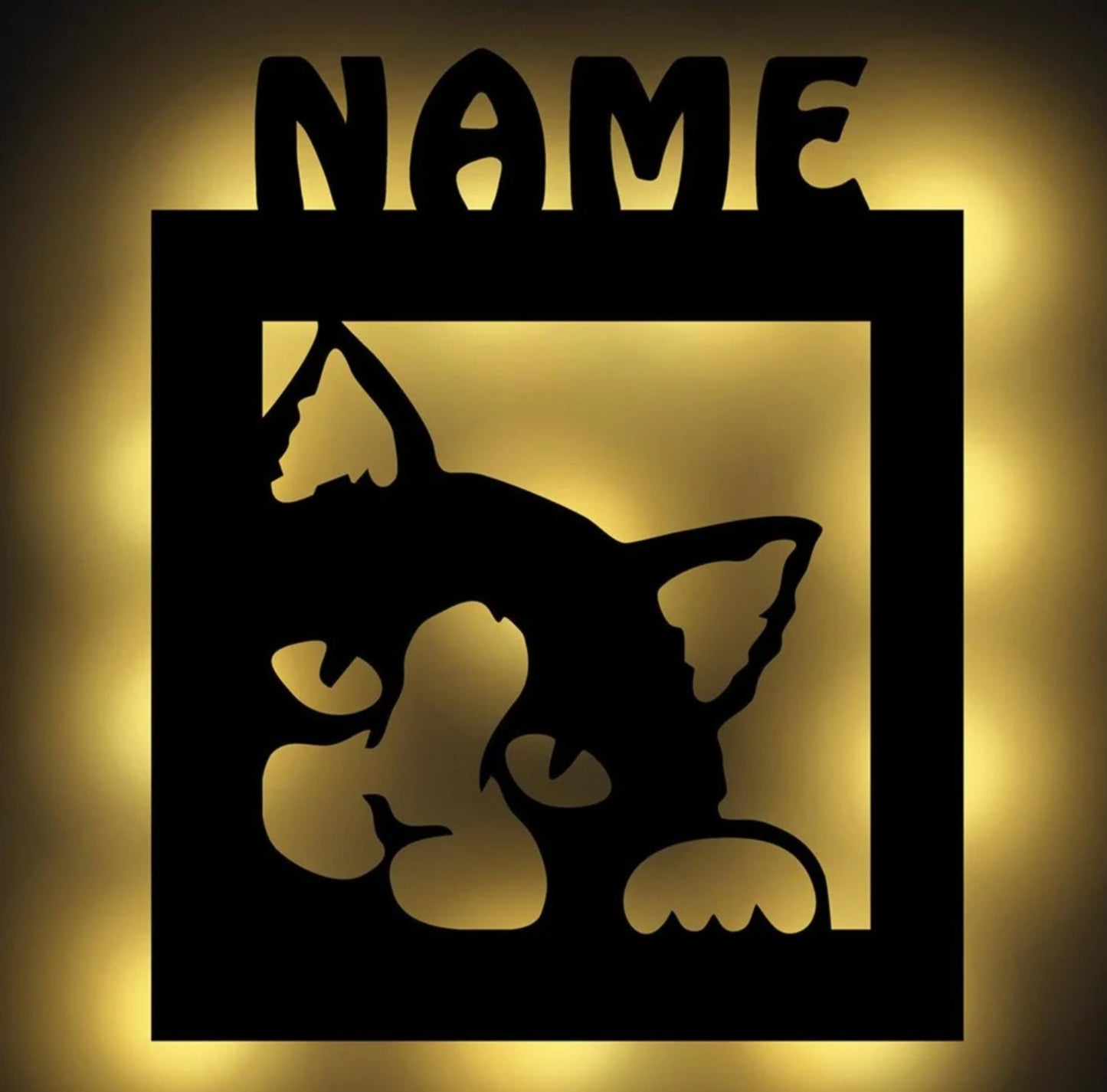 Personalisierbare Lampe Katze in Rahmen