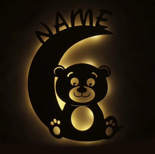 Personalisierbare Lampe Bär auf Mond