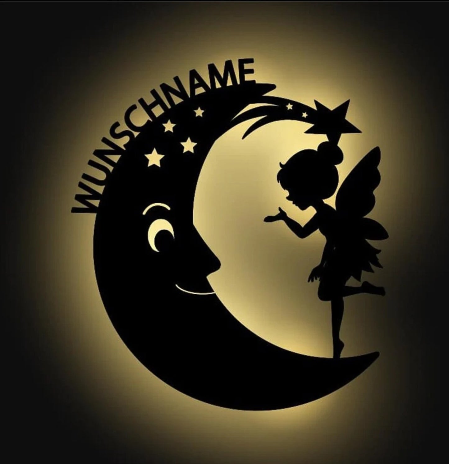 Personalisierbare Lampe Fee auf Mond