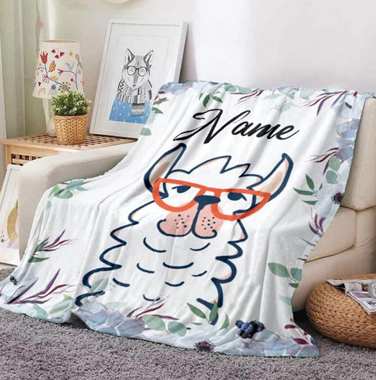 Namensdecke Lama mit Brille