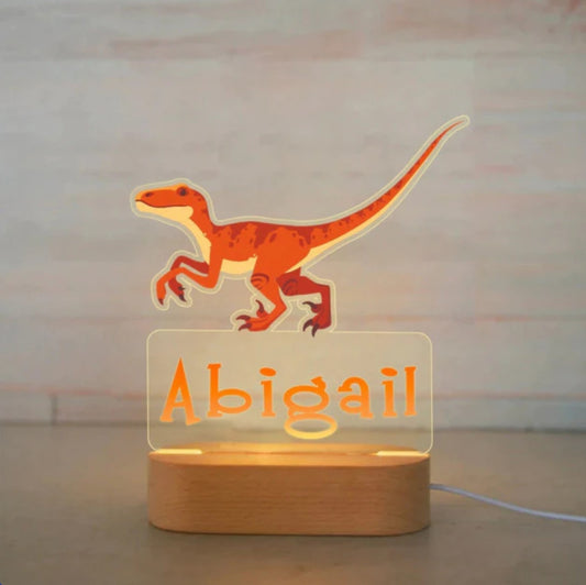 Poersonalisierte Acryl Lampe Velociraptor