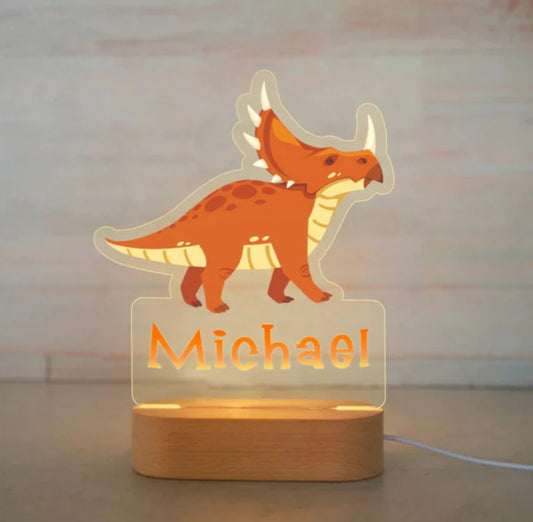 Personalisierbare Acryl Lampe Triceratops