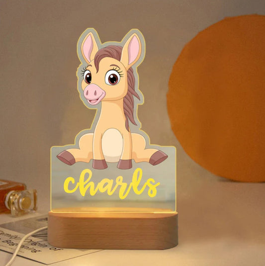 Personalisierbare Acryl Lampe Pferde Baby