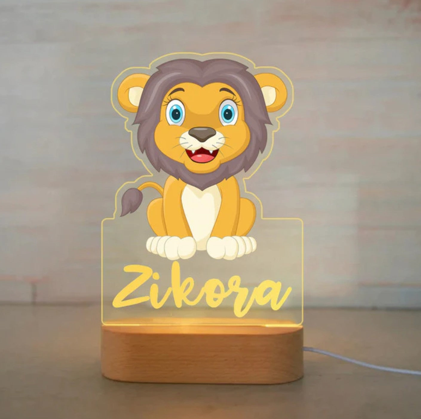 Personalisierbare Acryl Lampe Baby Löwe