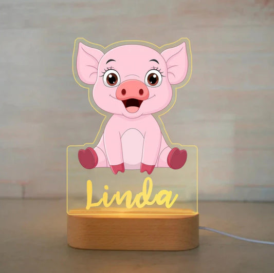Personalisierbare Acryl Lampe Schweinchen