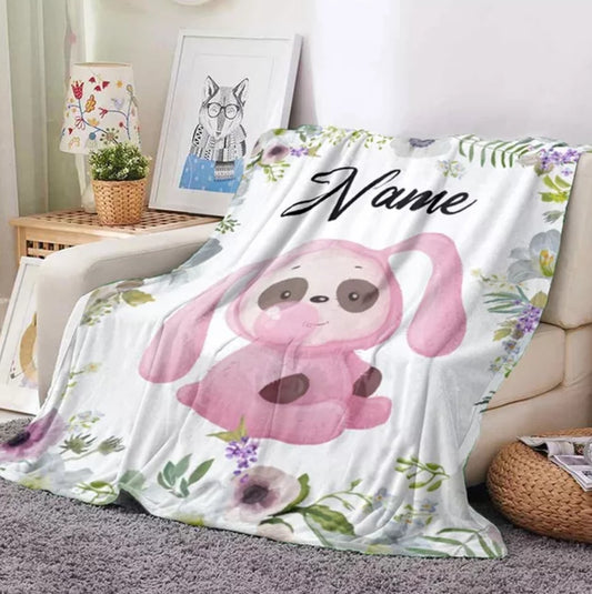 Namensdecke Hase Pink