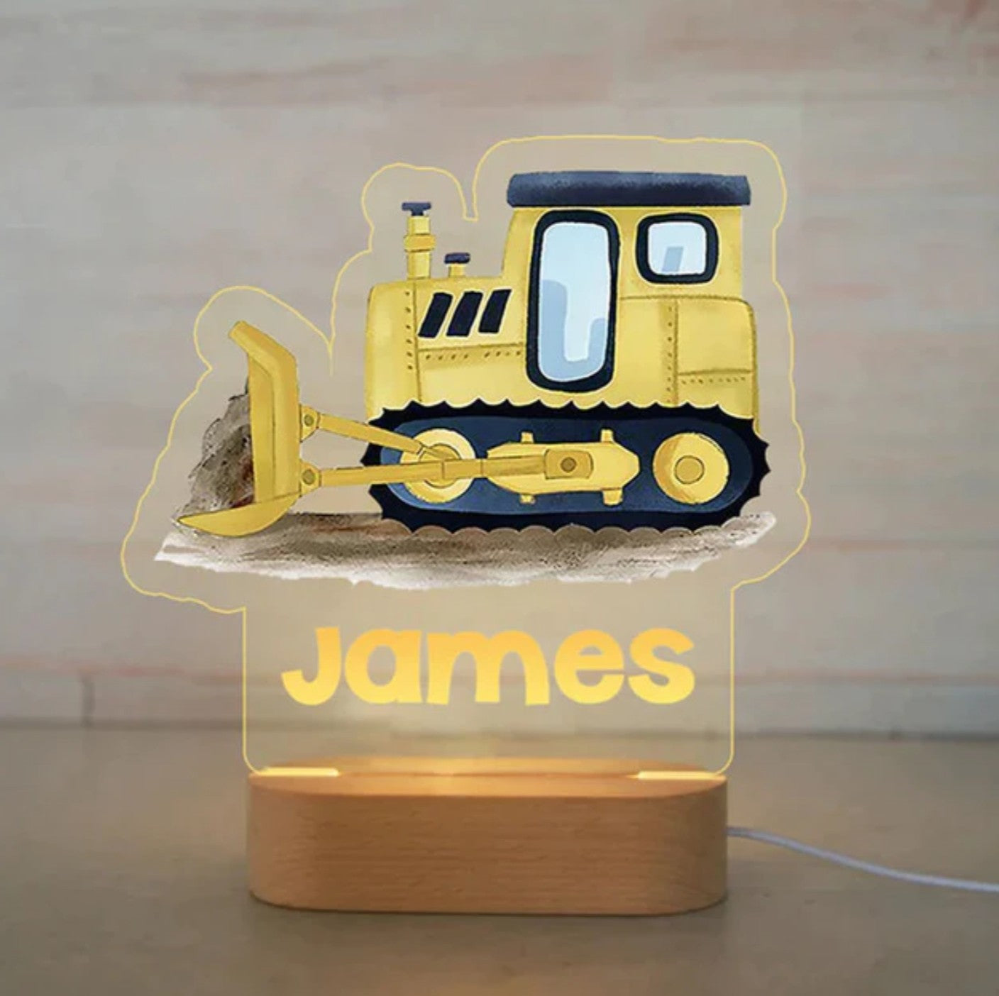 Personalisierbare Acryl Lampe Bulldozer