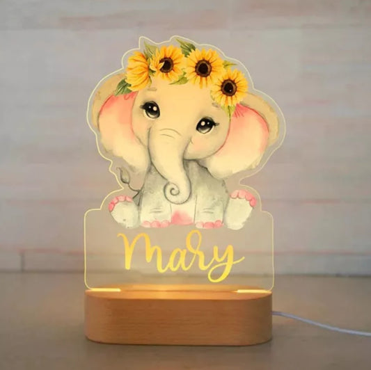Personalisierbare Acryl Lampe Elefant